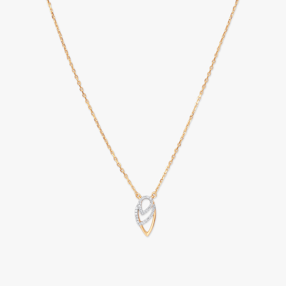 Golden Dewdrop Diamond Pendant with Chain