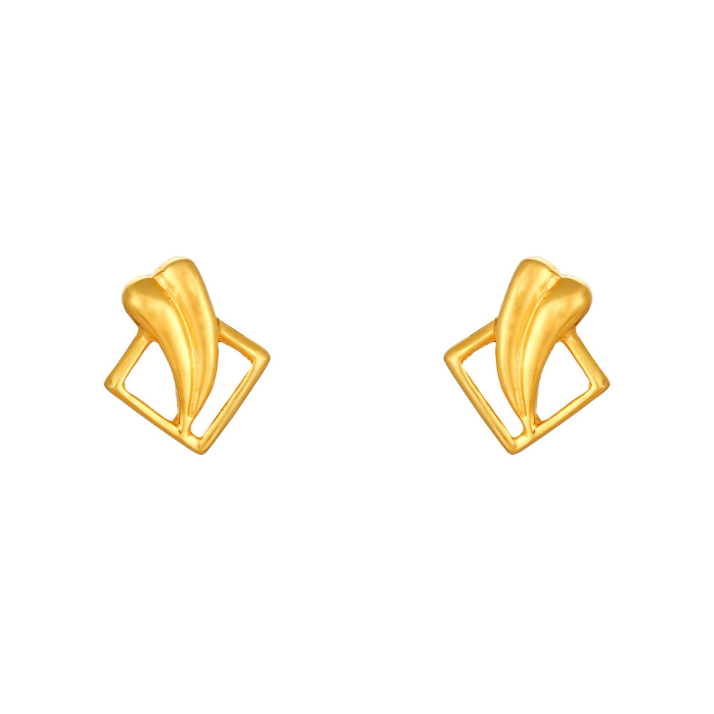 Simplistic 22 Karat Yellow Gold Square Studs