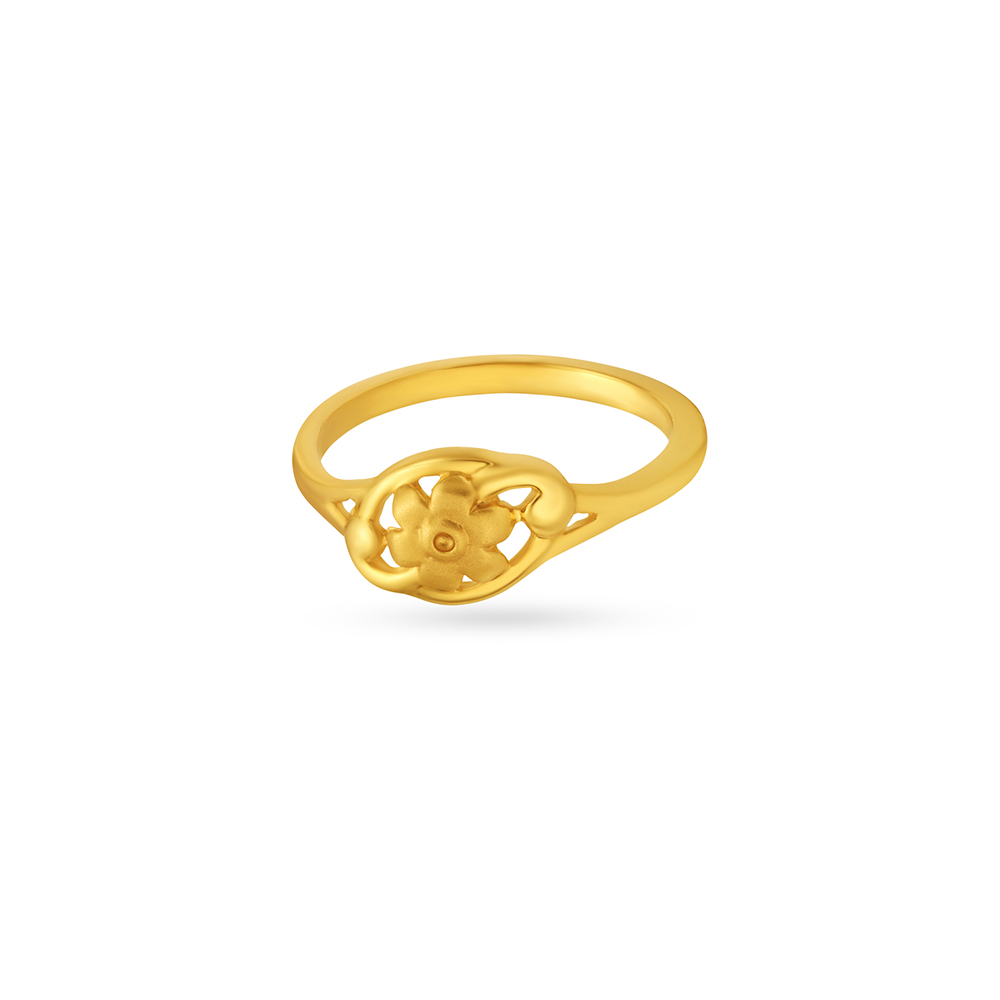 

Flower Carved Gold Finger Ring For Kids