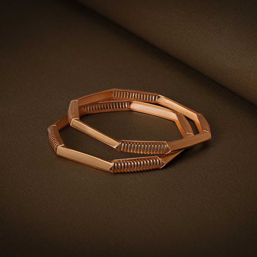 Hexagonal Glow Gold Bangles