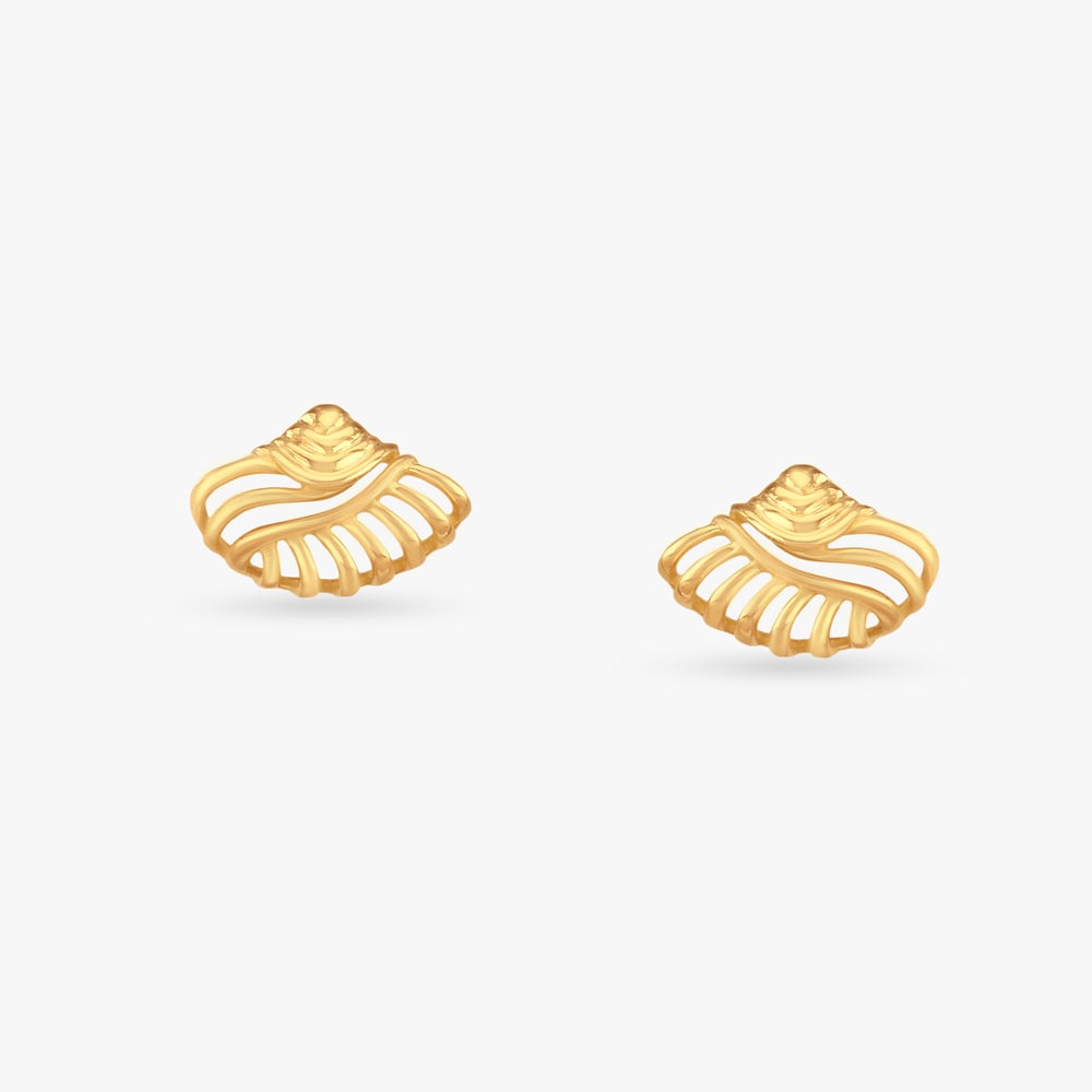 Twisted Wave Gold Stud Earrings