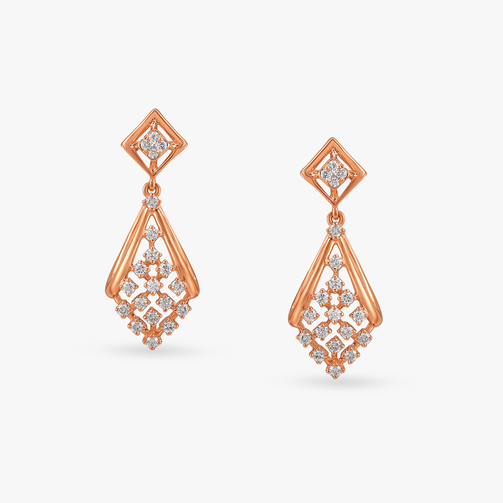 Glimmering Grid Diamond Drop Earrings