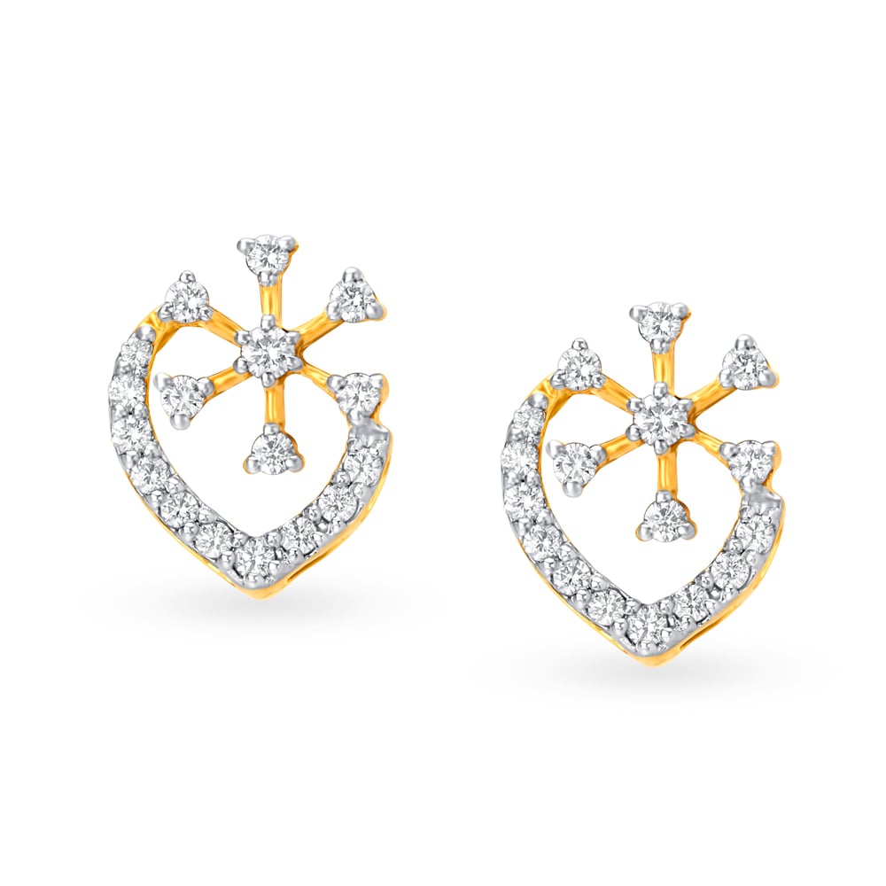 Twinkle Crest Diamond Stud Earrings
