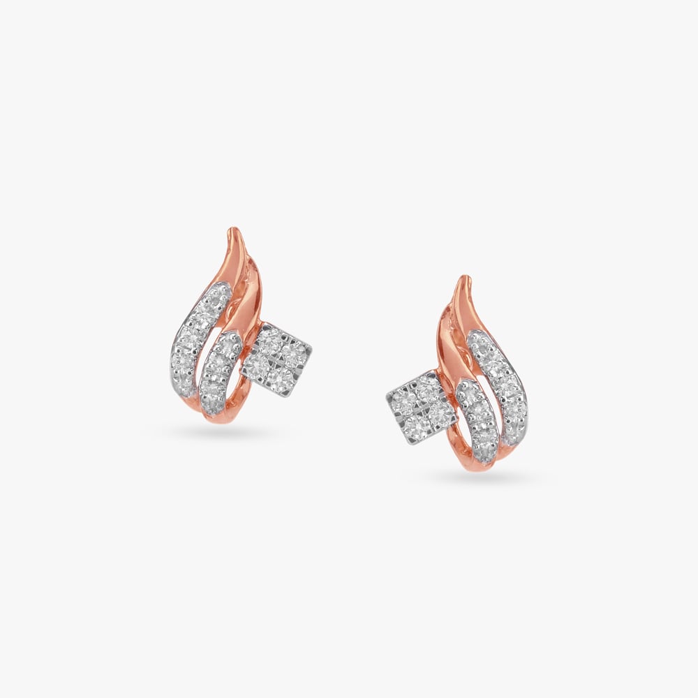 Geometric Gleam Diamond Stud Earrings