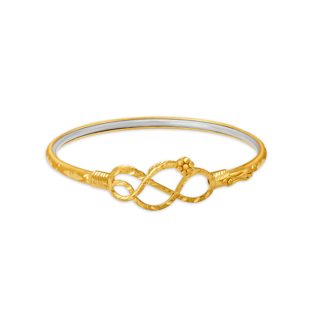 Decorative Yellow Gold Floral Vine Bangle