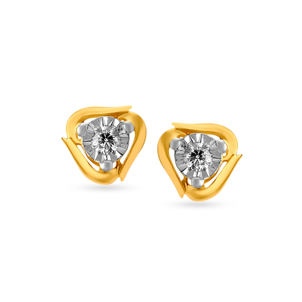Bedazzling Timeless Gold and Diamond Stud Earrings