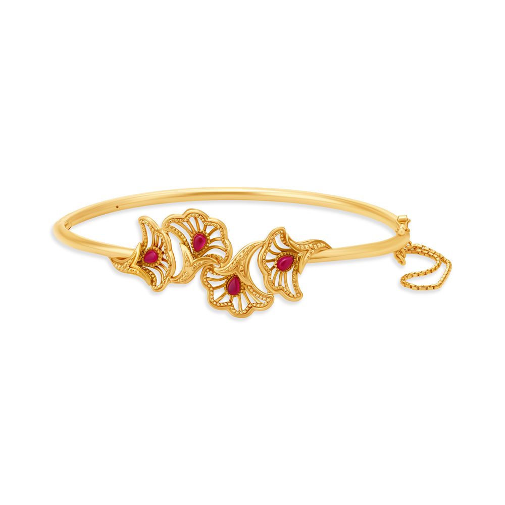 

Enchanting Gold Bangle with Coloured Stones