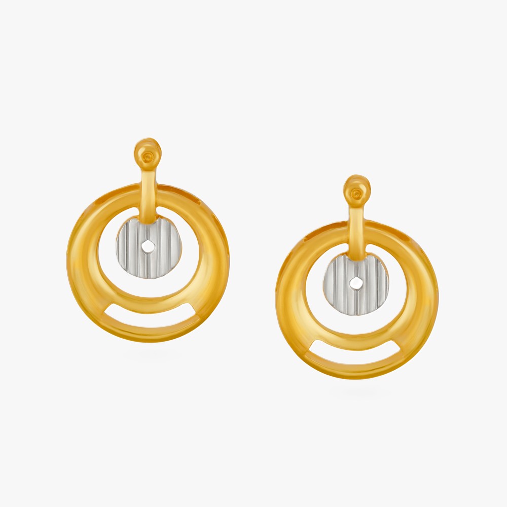 Contrast Orbit Gold Stud Earrings