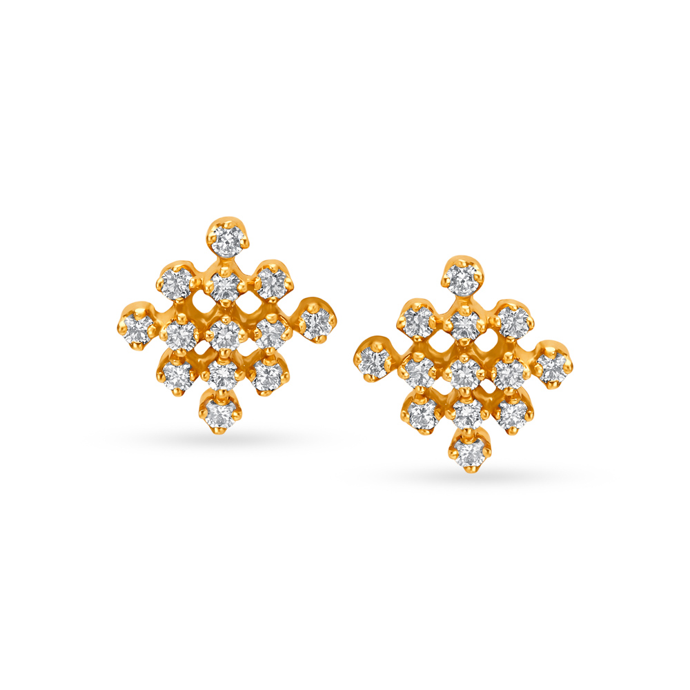 Diamond Lattice Geometric Stud Earrings