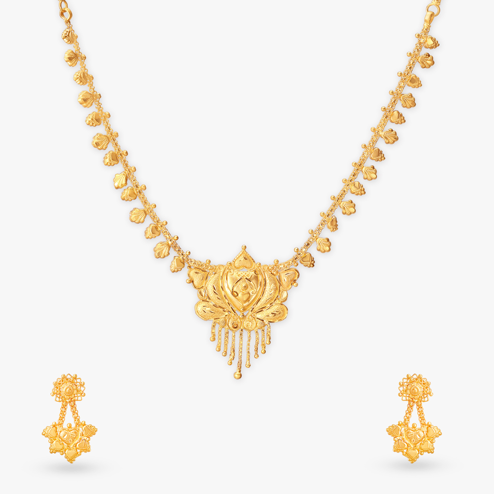 Regal Petals Gold Necklace Set