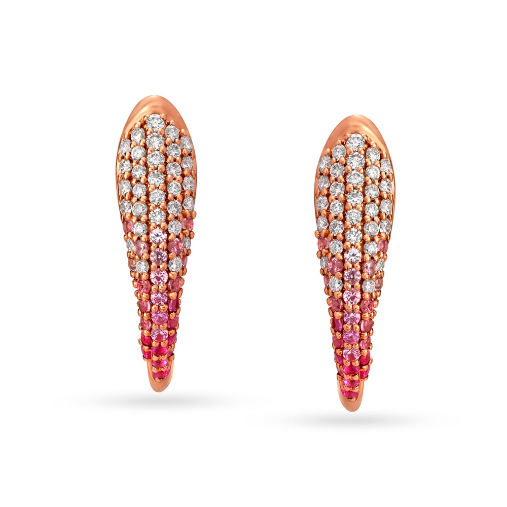 Tapered Rose Gold and Diamond Hoop Earrings