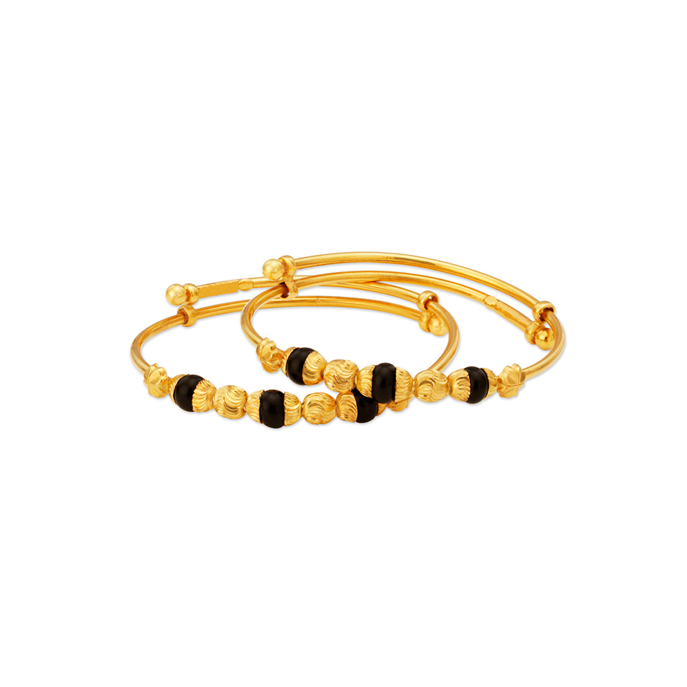 

Black Bead Traditional Gold Bangles for Kids