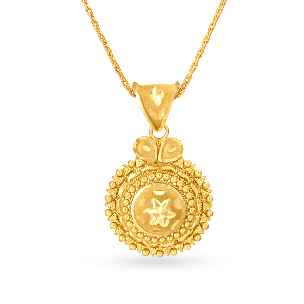 Sophisticated 22 Karat Yellow Gold Circular Pendant