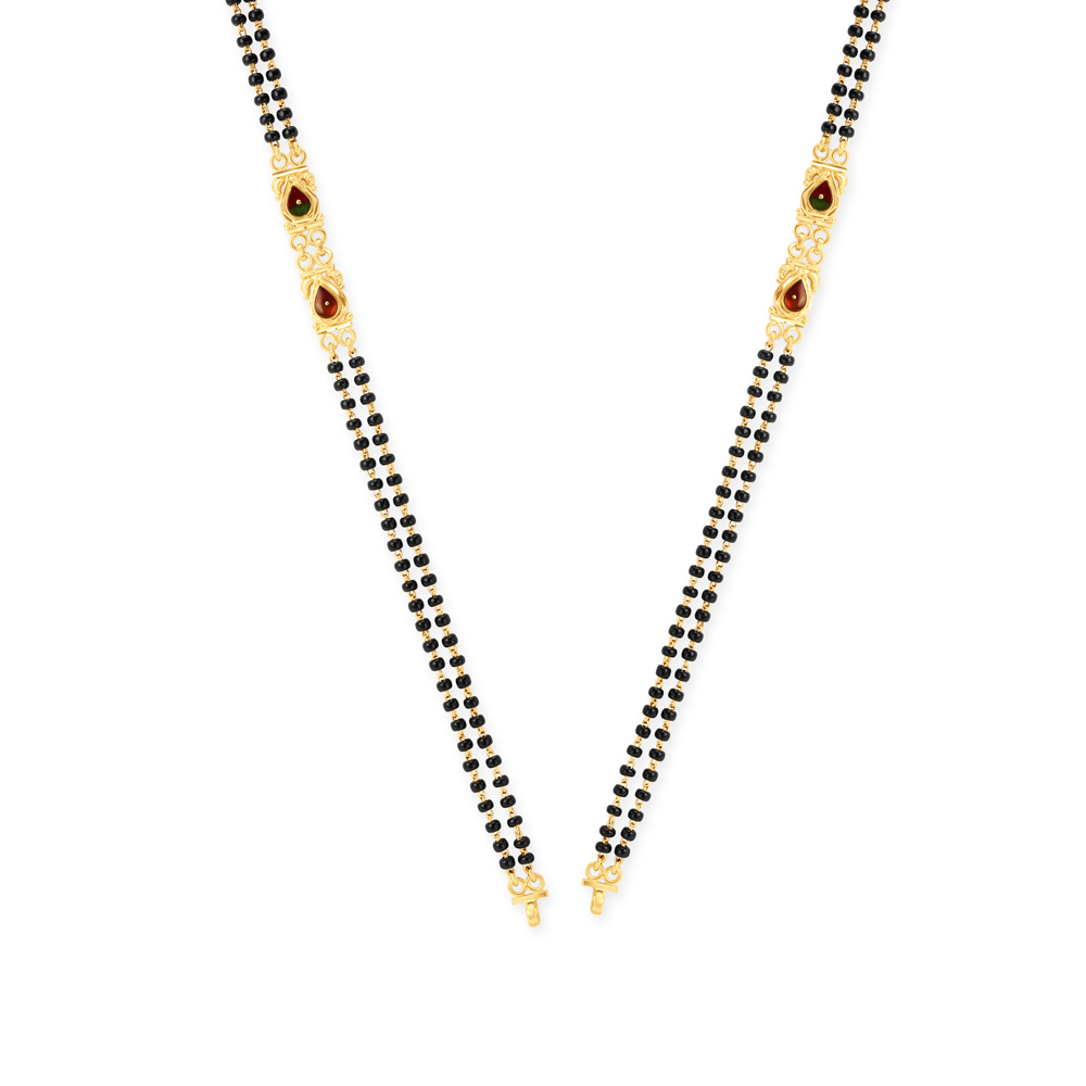 Carved Gold and Enamel Mangalsutra