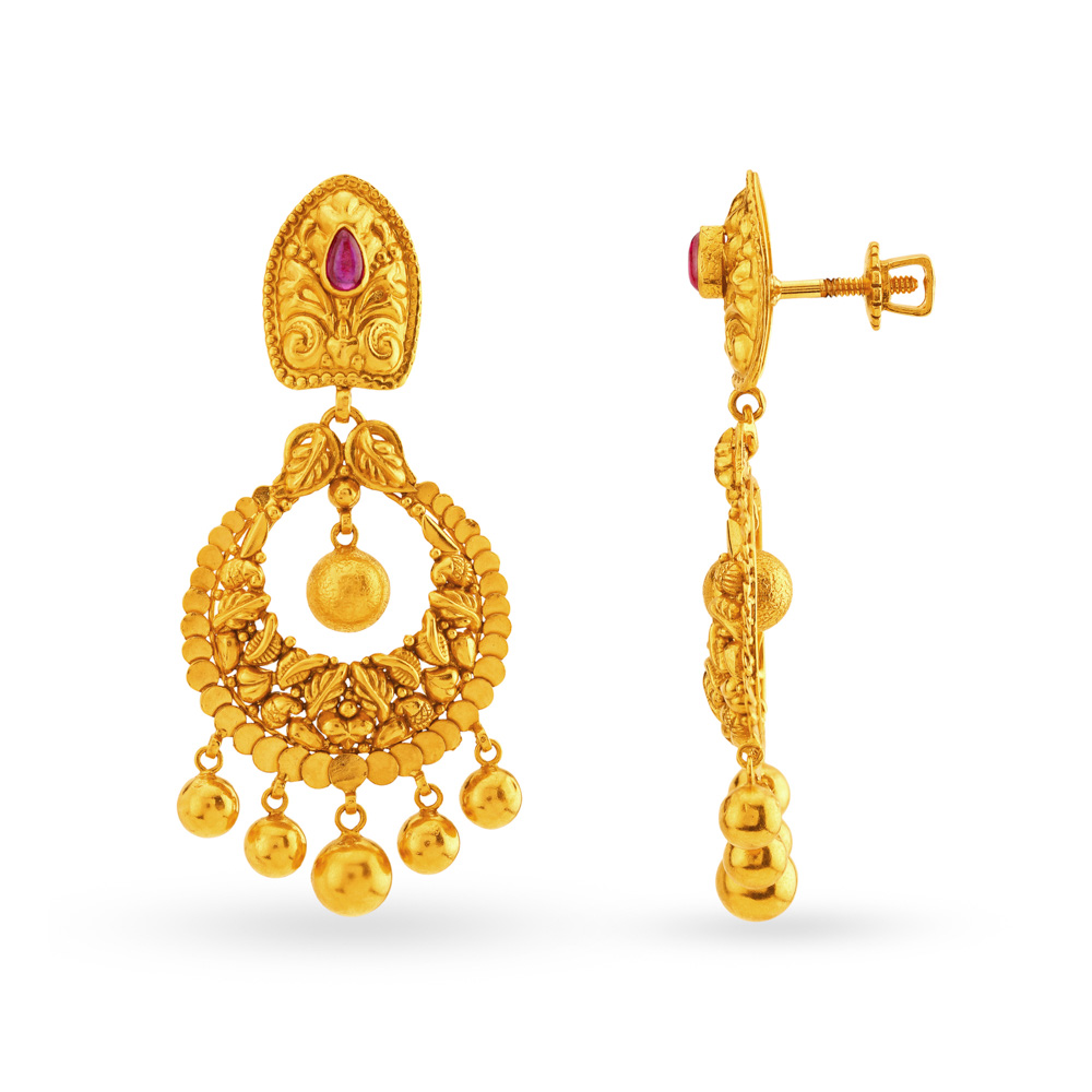 

Baroque 22 Karat Gold Foliage Drop Earrings