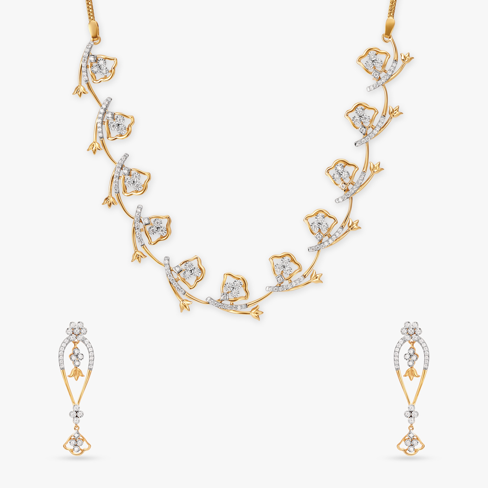 Floral Radiance Diamond Necklace Set