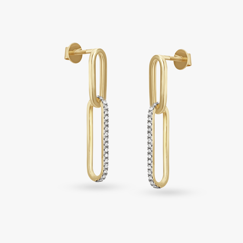 Linear Charm Diamond Drop Earrings