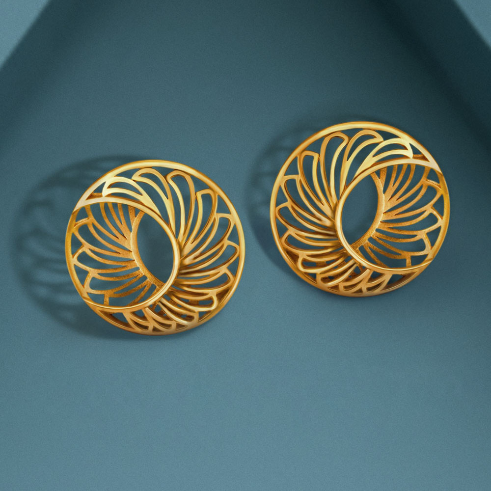 Circular Gold Stud Earrings