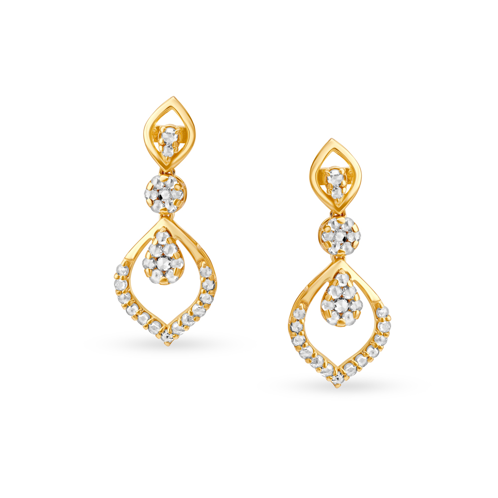 Elegant Drop Earrings with Un-cut Diamonds
