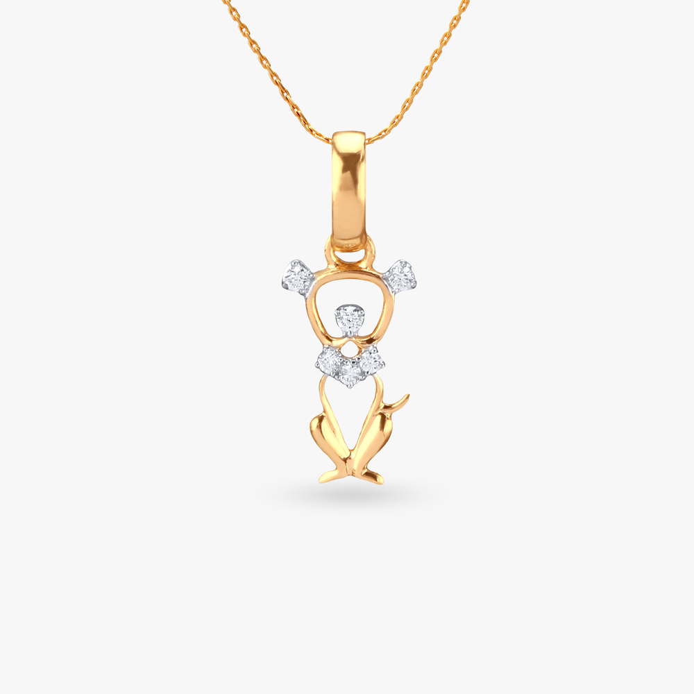 Sparkling Puppy Diamond Pendant for Kids