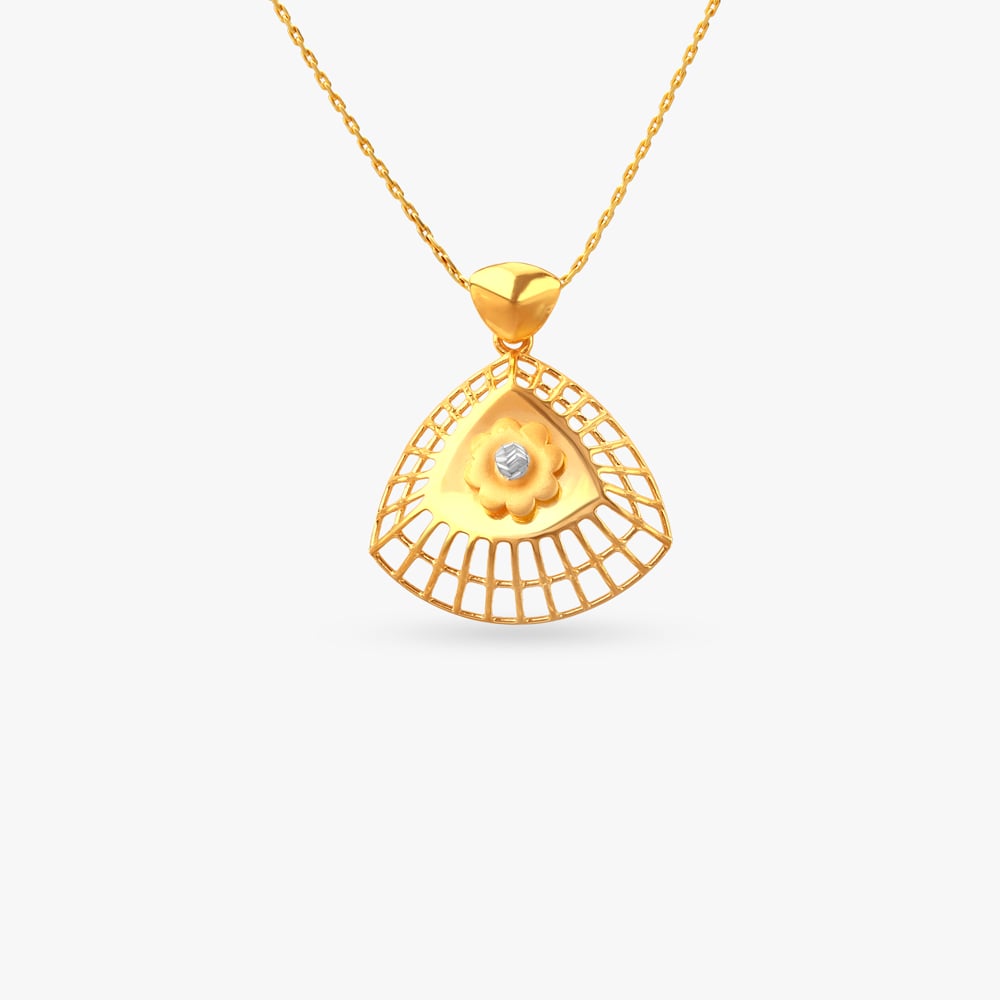 Bloom Grid Gold Pendant