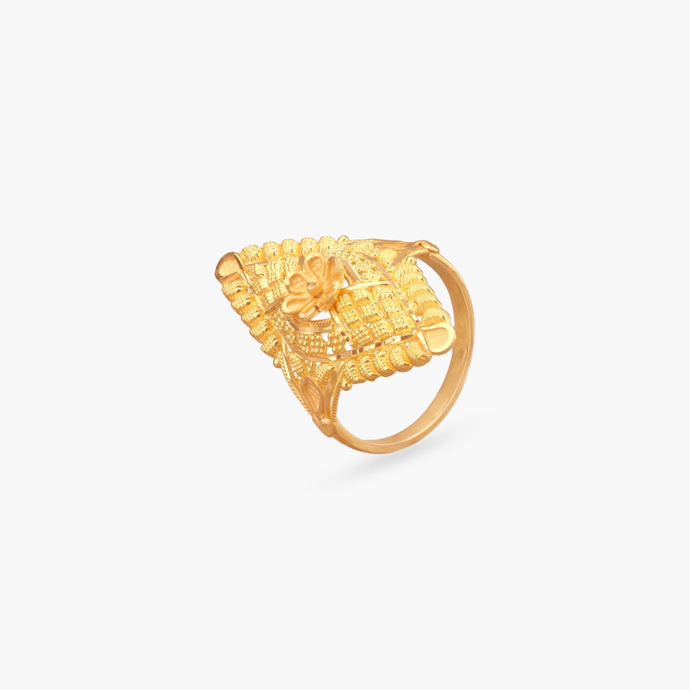 Floral Lattice Gold Ring