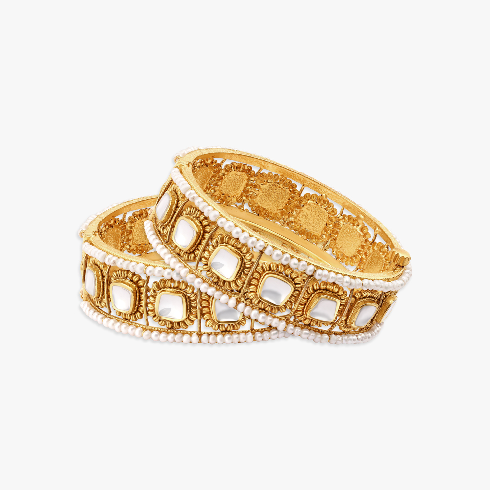 Elegant Embellished Gold Bangles