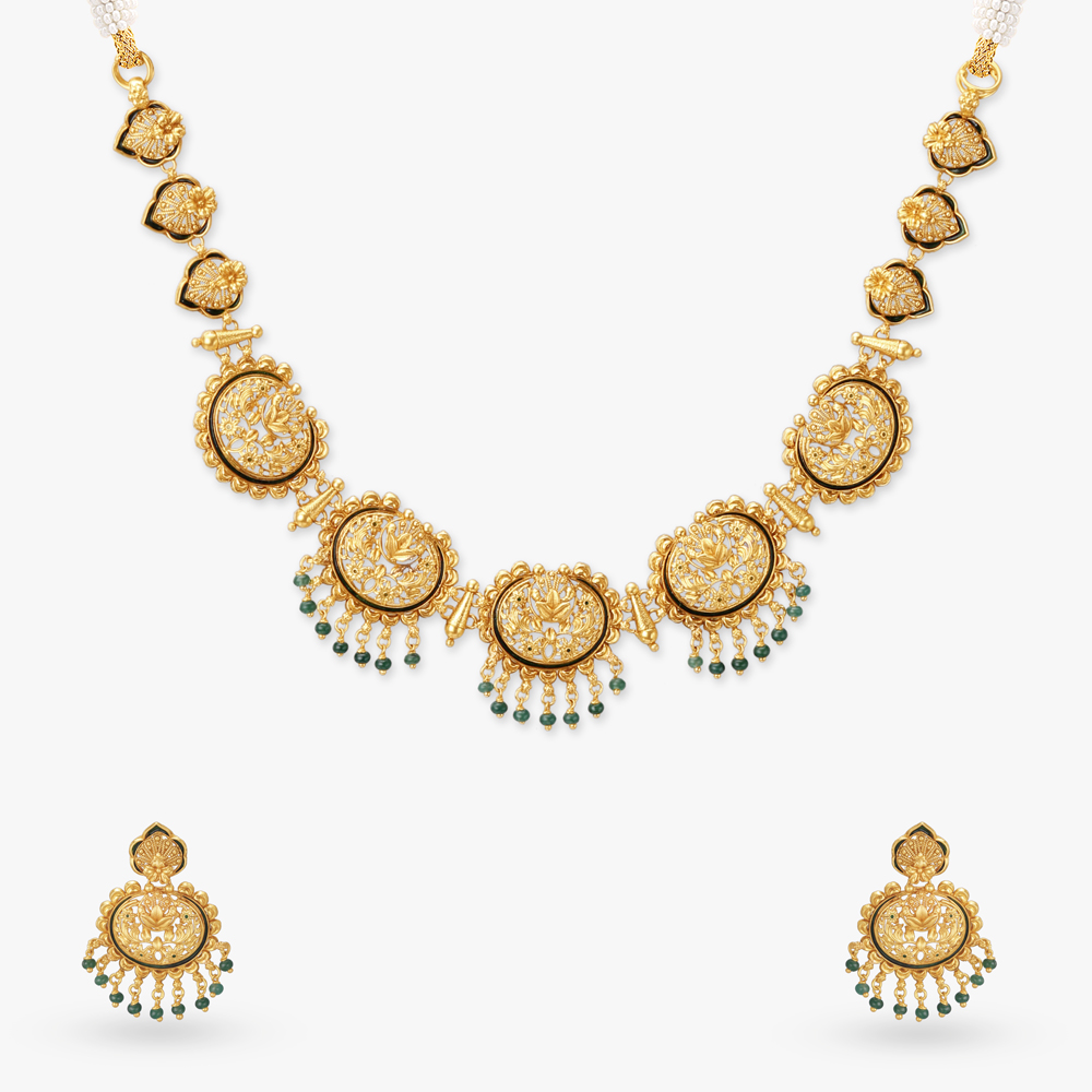 

Regal Green Gold Necklace Set