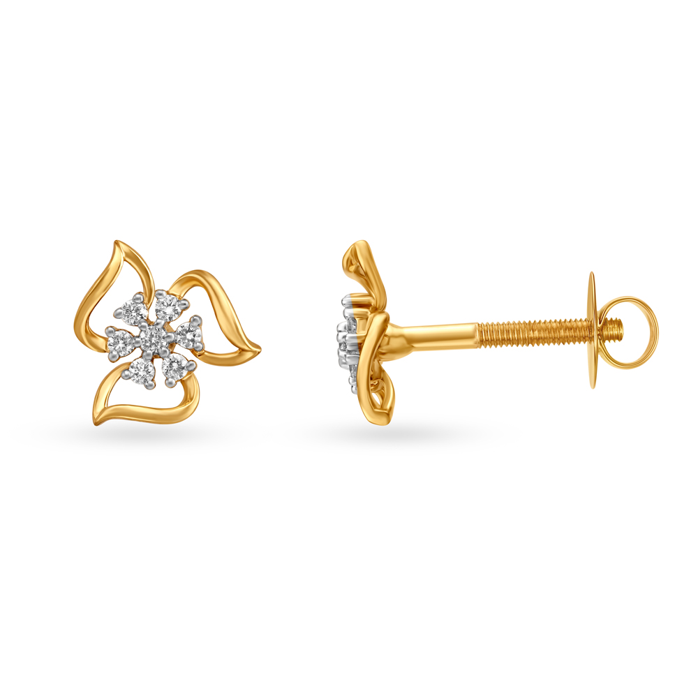 

Dainty Diamond Studs With Floral Design