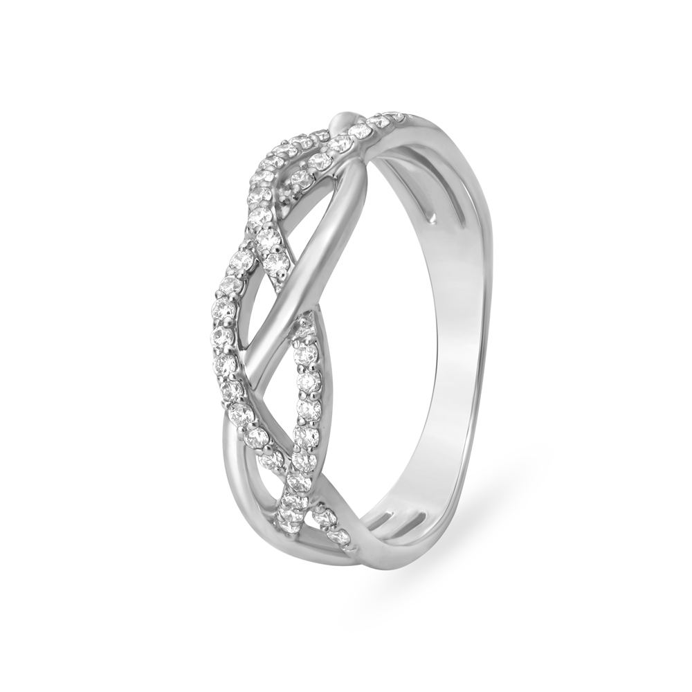Elegant Braided White Gold and Diamond Ring