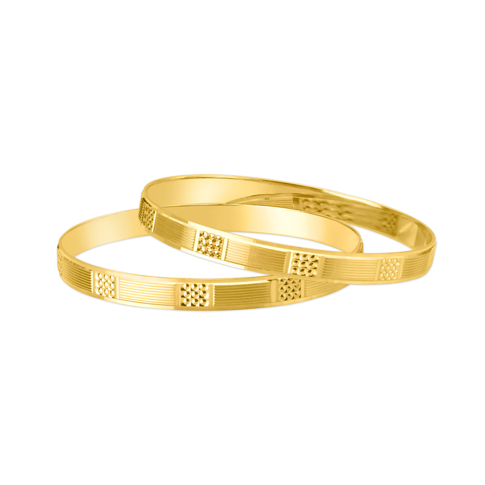 

Modish Yellow Gold Carved Bangles