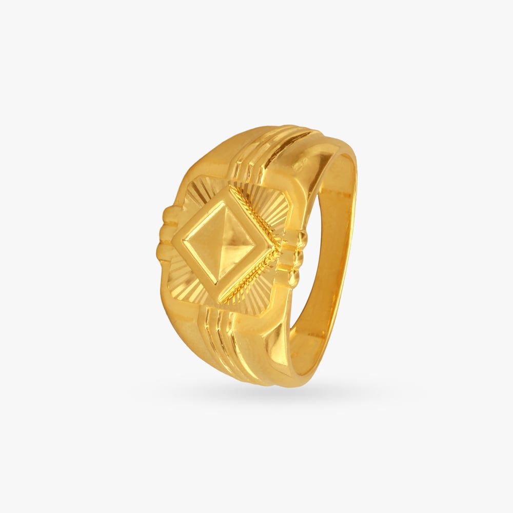 

Geometric Grandeur Gold Finger Ring for Men