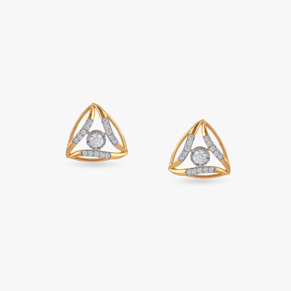 Sculpted Triangle Diamond Stud Earrings