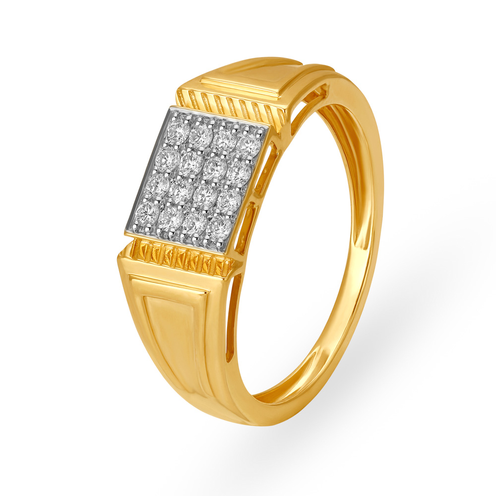 Luxurious 18 Karat Gold And Diamond Square Ring