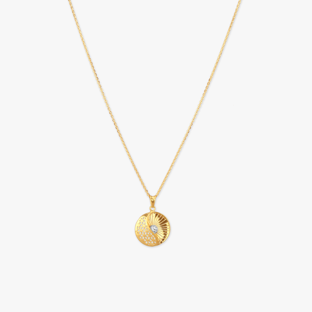 Artistic Sunburst Gold Pendant with Chain