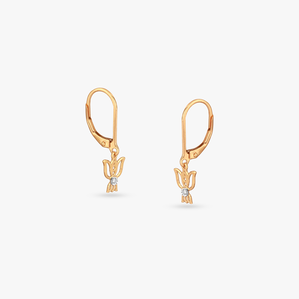 Tulip Bloom Diamond Hoop Earrings for Kids