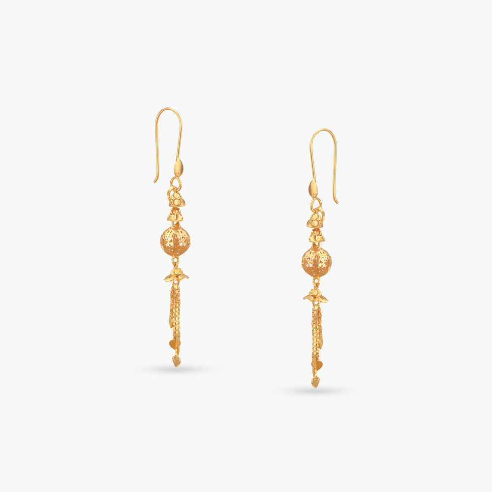 Filigree Ball Gold Hoop Earrings