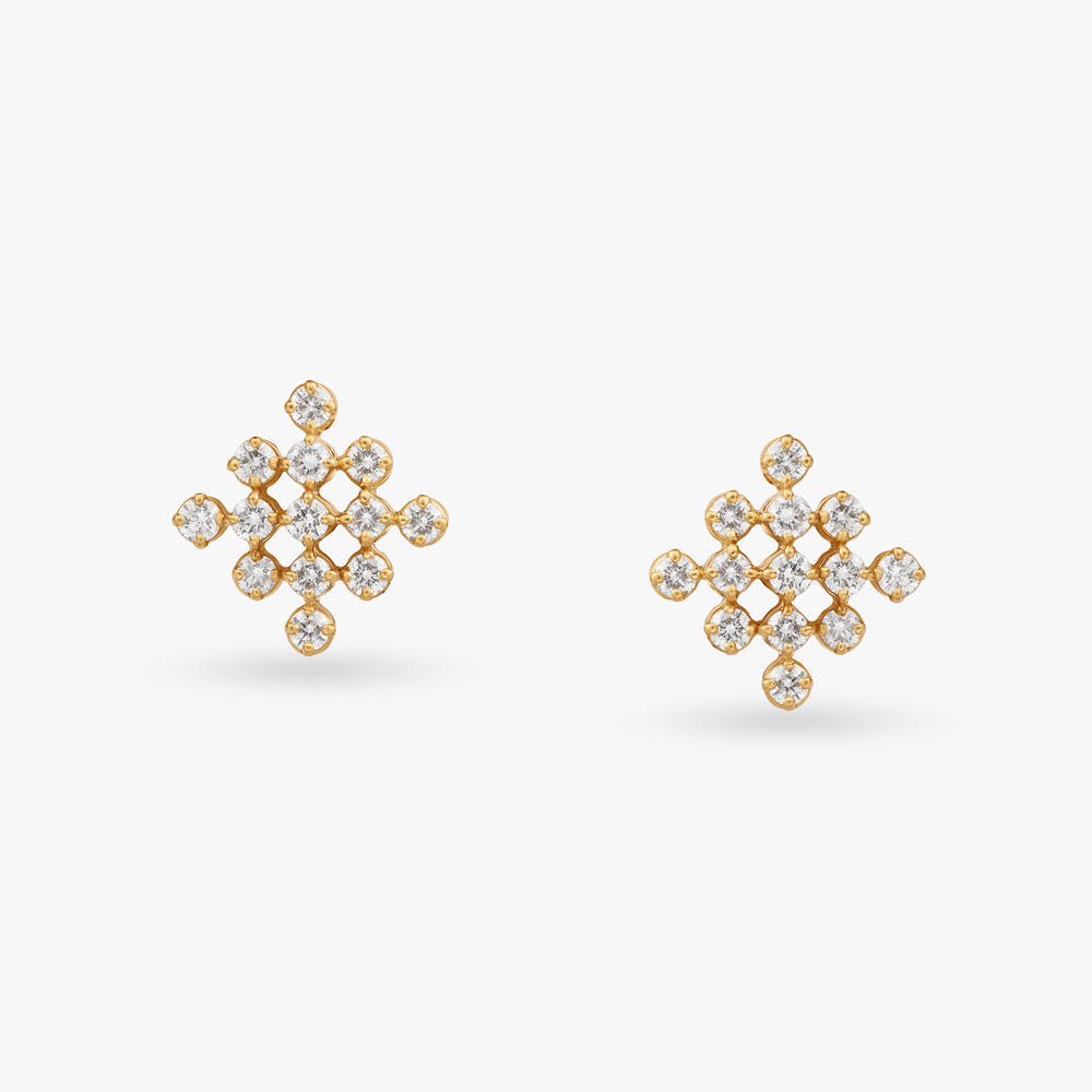 Geometric Radiance Diamond Stud Earrings