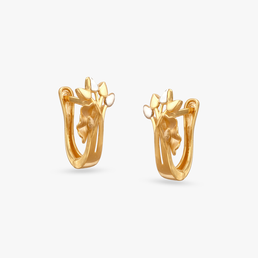 Blossom Crest Gold Hoop Earrings