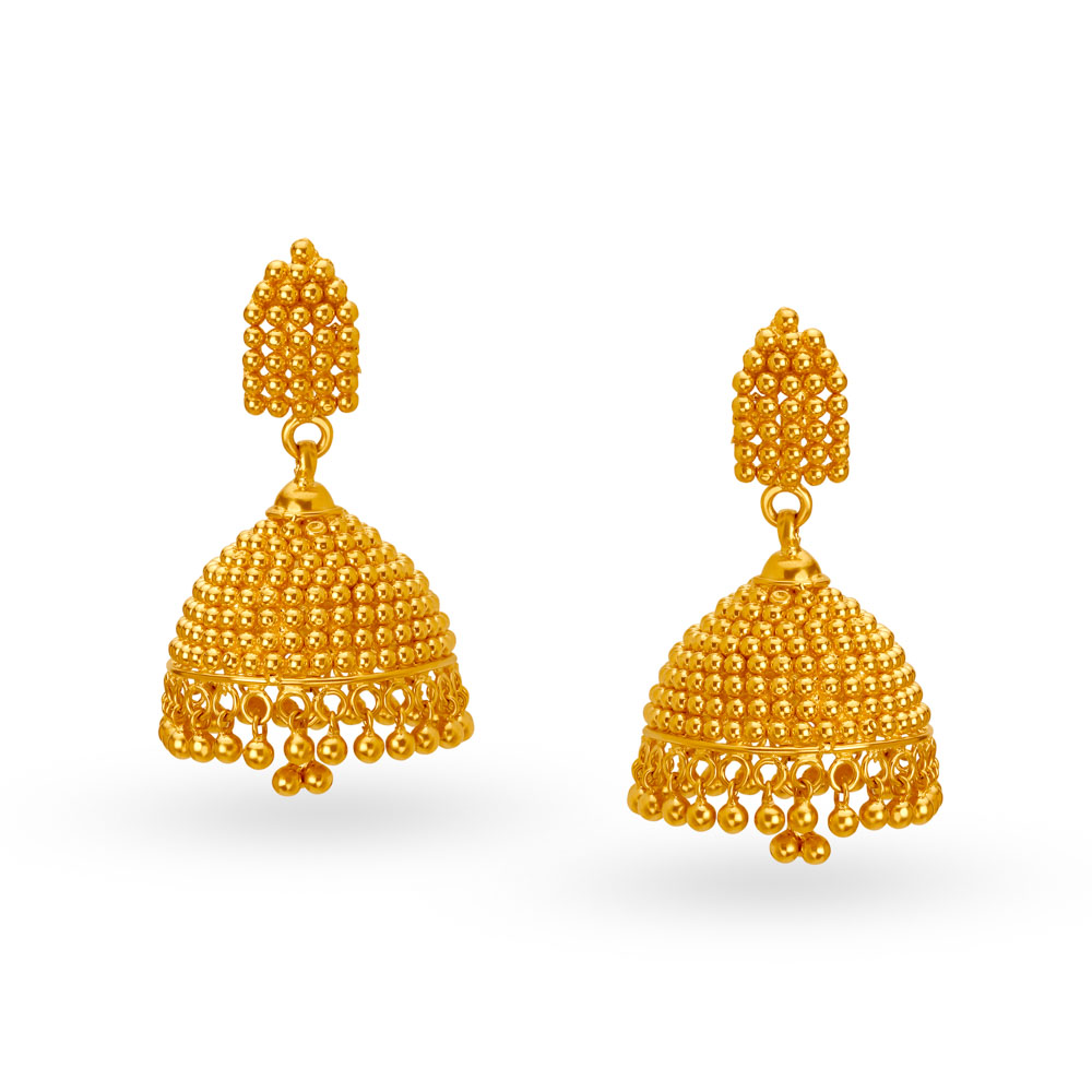 Temple Bell Gold Drop Earrings