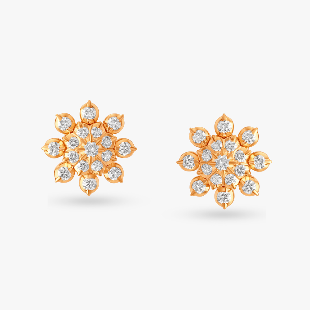 Floral Luxury Diamond Stud Earrings