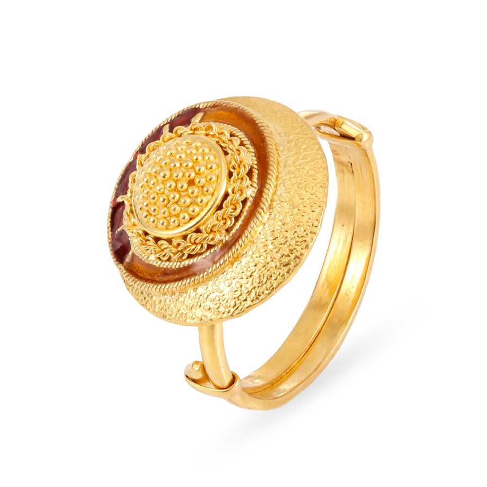 Contemporary Meenakari Gold Finger Ring