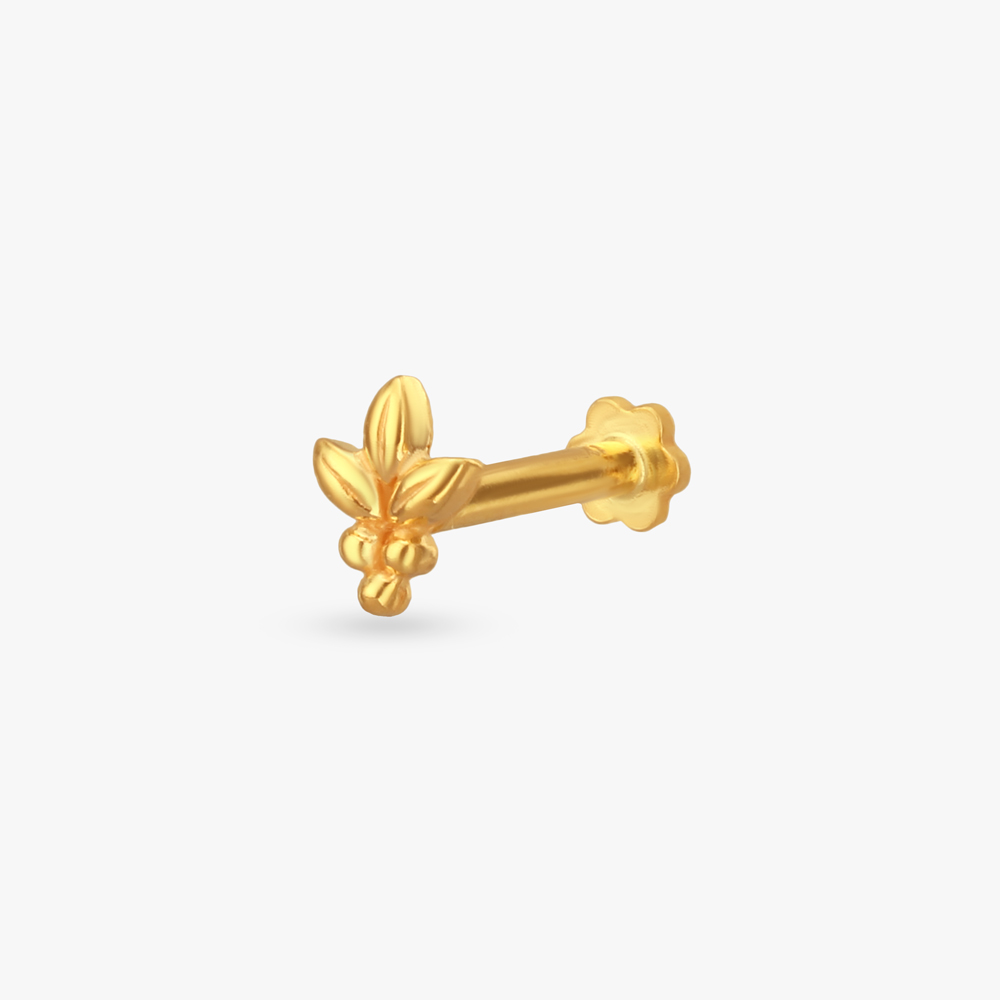 Floral Touch Gold Nose Pin