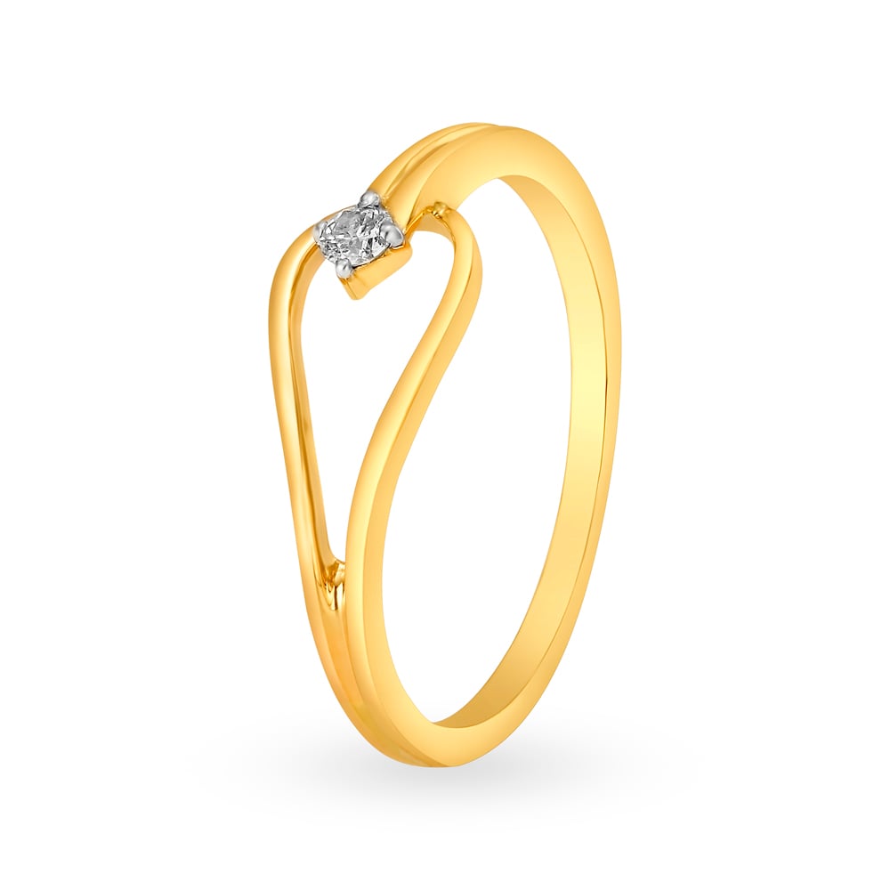 Beautiful 18 Karat Yellow And Rose Gold and Diamond Looped Ring