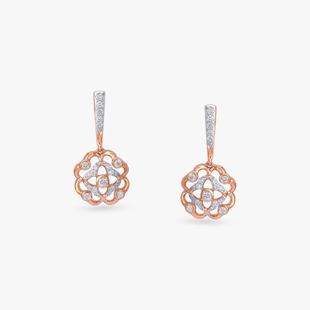 Rosette Sparkle Diamond Drop Earrings