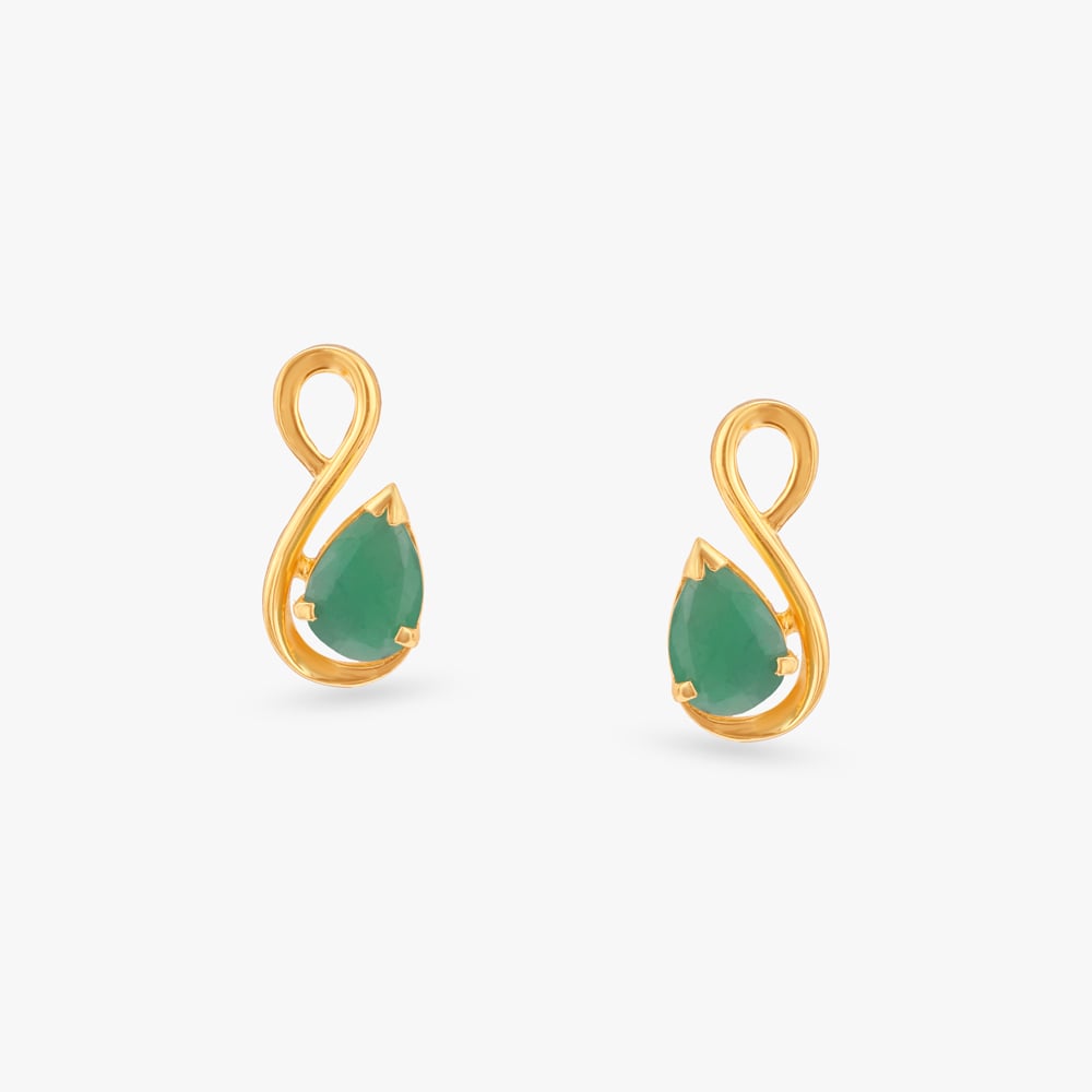 Graceful Loop Emerald Stud Earrings