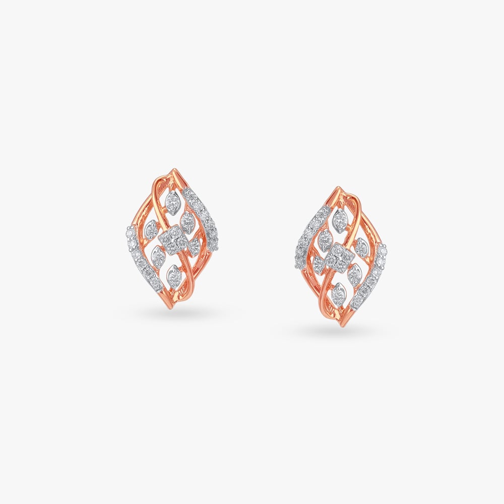 Artistic Lattice Diamond Stud Earrings