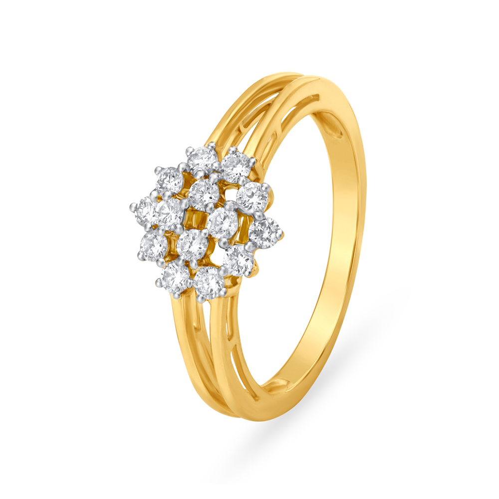 

Spangled 18 Karat Yellow Gold And Diamond Floral Ring