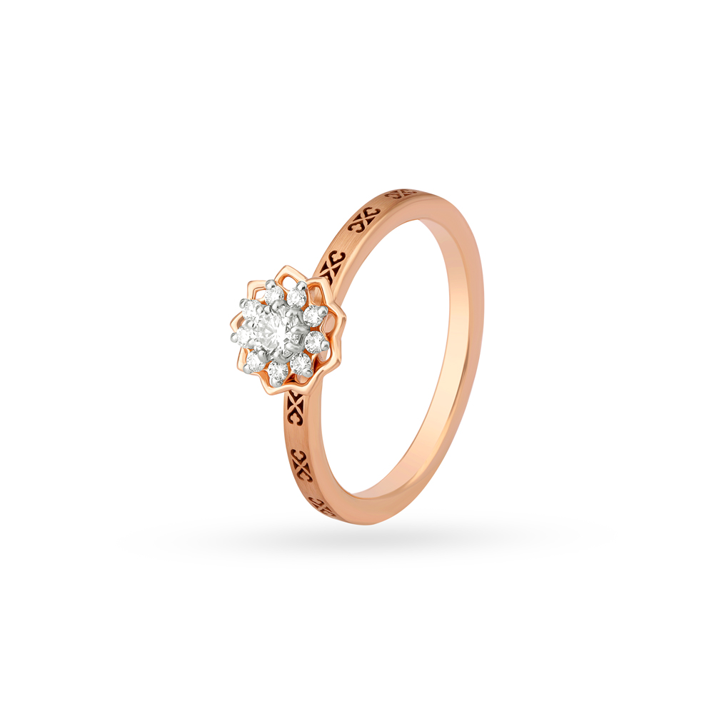 Mystical 18 Karat Rose Gold And Diamond Lotus Ring
