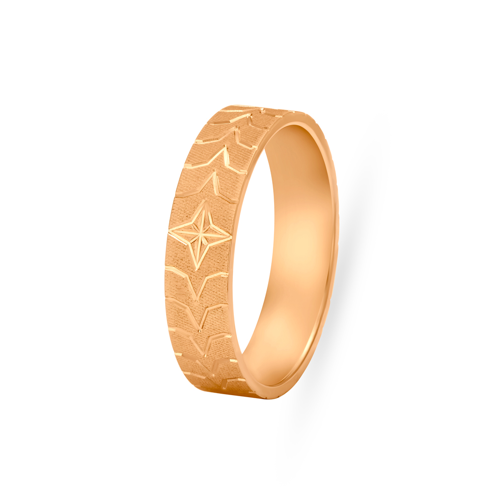 Symmetrically Carved Gold Finger Ring For Men